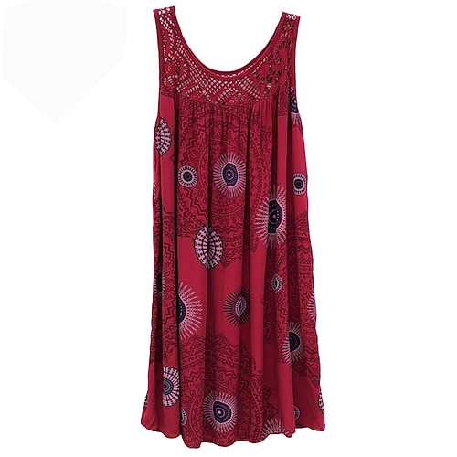 Damen Langes Kleid Maxikleid Freizeitkleid Schwingkleid Sommerkleid Unterkleid Mode Modern Täglich Strand Wochenende Normale Passform Grafik Ärmellos Rundhalsausschnitt Schwarz Weiß Gelb Wein Sommer Image