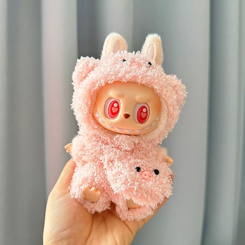 Kleider für Labubu Puppen Fluffy Pig Outfit für 17 cm Labulabu Puppen Puppe nicht enthalten