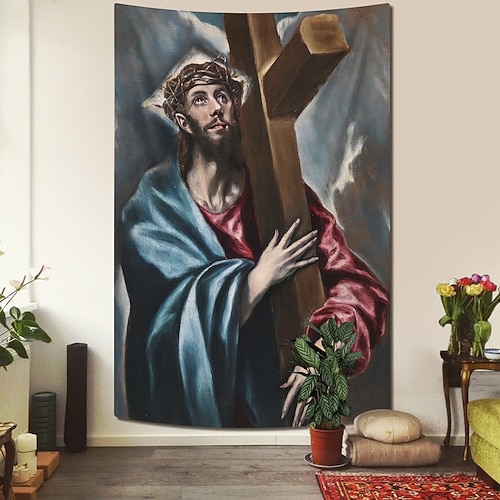 Mittelalterlicher Wandteppich Jesus hängende Wandteppich Wandkunst große Wandteppich Mural Dekor Fotohintergrund Decke Vorhang Wohnraum Schlafzimmer Dekoration Image