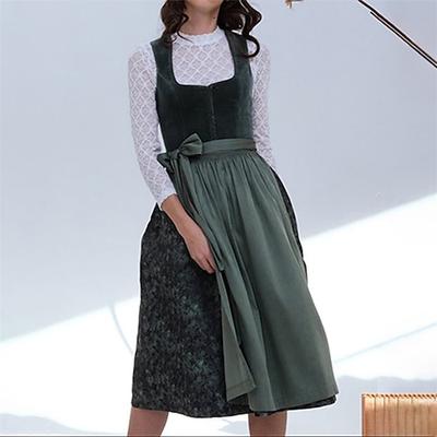 Karneval Oktoberfestbier Kostüm Kleid Dirndl Trachtenkleider Dienstmädchen Bayerisch Deutsch Wiesn Damen Karneval Bier Festival Stoff im traditionellen Stil Kleid Schürze Image