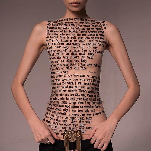 Punk Gothic Rave Groovy Tanktop Disco Netz So geboren Rundhals Kostüm Damen Halloween Karneval Musikfestival Pride Parade Retro-Mottoparty Erwachsene Oberteil Image