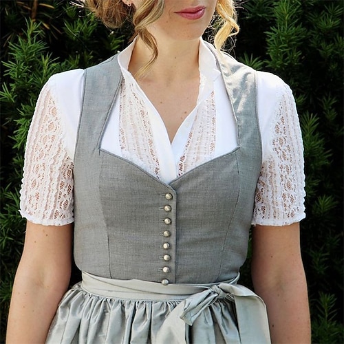 Oktoberfest Dirndlbluse Dienstmädchen Bayerisch Deutsch Wiesn Damen Karneval Bier Festival Stoff im traditionellen Stil Bluse Image