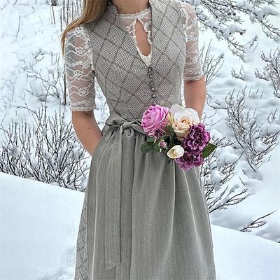 Karneval Oktoberfestbier Kostüm Kleid Dirndl Trachtenkleider Dienstmädchen Bayerisch Deutsch Wiesn Damen Karneval Bier Festival Stoff im traditionellen Stil Kleid Schürze Image