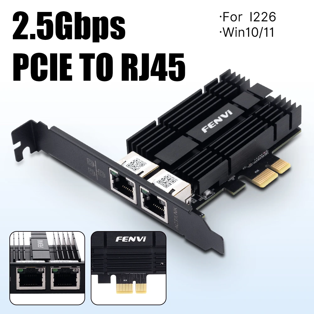 Scheda di rete FENVI PCI-E a RJ45 per I226 PCI Express RJ45 Gigabit Ethernet LAN 2.5G 2500Mbps Adattatore WiFi per PC desktop
