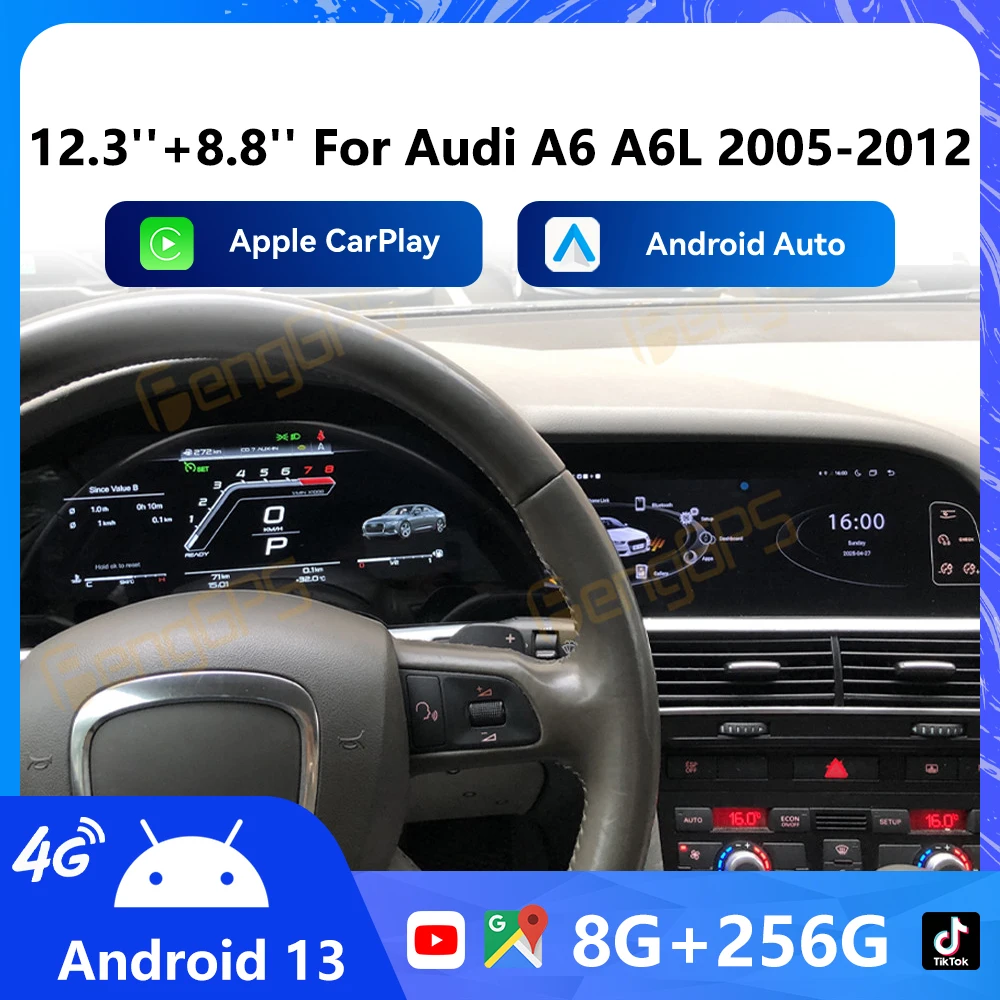 Per Audi A6 A6L C6 4F 2005 - 2012 Auto LCD Cruscotto Digital Cluster Virtual Cockpit Android Auto Radio Senza Fili Carplay Autoradio