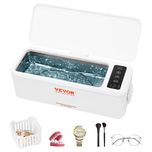 SucceBuy 200/450/650ml Machine de nettoyage à ultrasons Portable avec Modes de minuterie panier de nettoyage pour lunettes montres prothèses dentaires anneaux