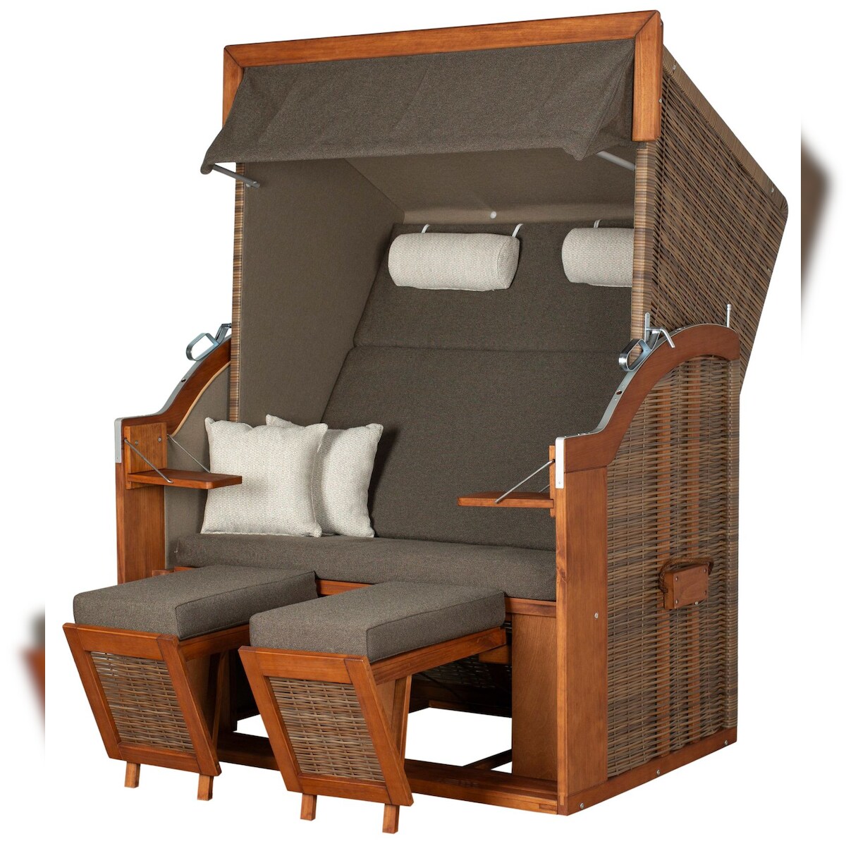 Mr. Deko Strandkorb Komplettset: Tinnum Pinie - PE griseum - Modell 574 Image