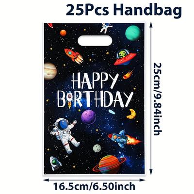 TEMU 10/25/50pcs,space Theme Birthday Handheld Gift Bags,spaceship Pattern Gift Bags,happy Birthday Party Supplies Bags,birthday Party Decoration,event Party Gift Packaging Bags Image