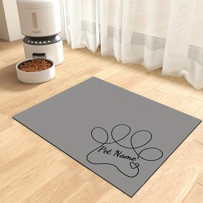 TEMU 1pc Customizable Name Paw Print Pet Feeding Mat - Non-slip, Personalized Food & Water Bowl Pad, Diy Home Decor, Ideal Holiday Gift, Polyester Material, Accessories Image