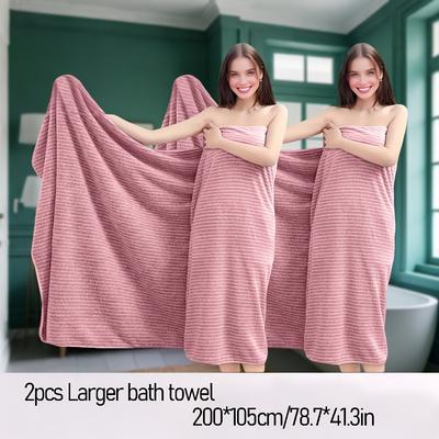 TEMU 2pcs Space-themed Bath Towels, 200x105cm - Soft, Absorbent, Quick-dry, Ultra-, Ideal For Home, Beach, Outdoor Use - Gift, Beach Towel | Space Theme Decor | Ultrafine Fiber Towel Image