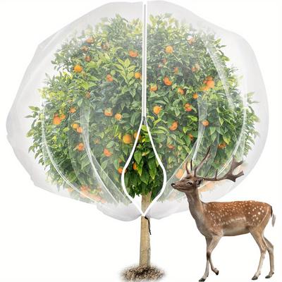 TEMU 7.8 X 7.8ft Large Fruits Tree Netting Cover With Zipper And Drawstring, Garden Insect Netting Plant Cover Transparent Bird Plant Barrier Flower Fruits Mesh Screen For Preventing Deer Squirrel Bu Image