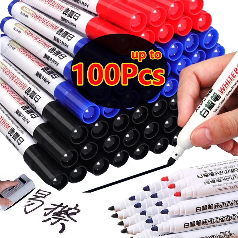 Neu! 100–1 Stück löschbarer Whiteboard-Marker, Lehrkreide, Tafelmarker für Keramik, Glas, Büro, Schule, Kunst, Schreibwaren Image
