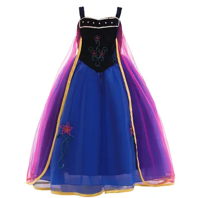 Kinder Anna Elsa Cosplay Kostüm Kleines Mädchen Prinzessin Kleid Mit Umhang Für Kinder Blume Image