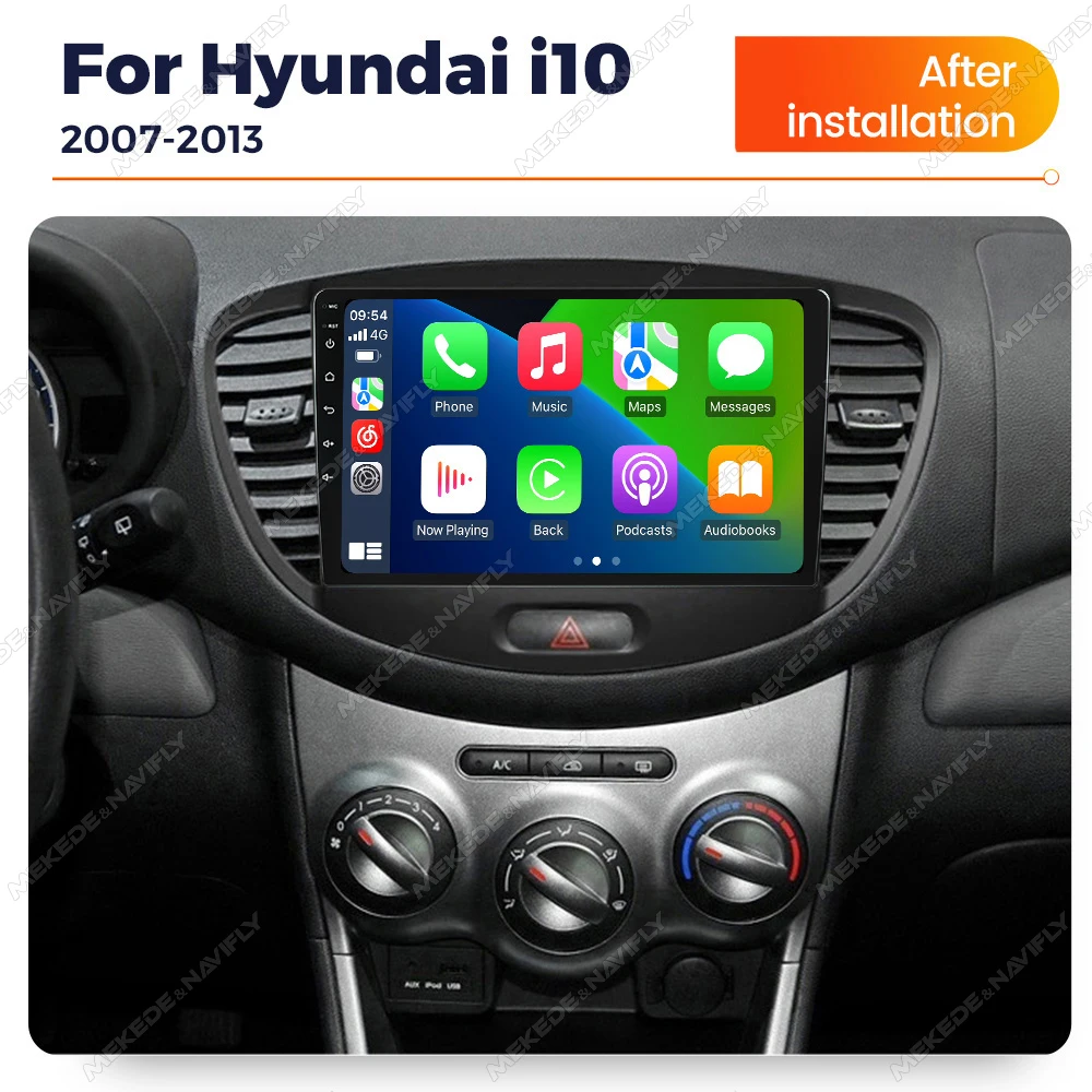 Neues 9 Zoll IP-Bildschirm Autoradio für Hyundai i10 2007 2008 2009 2010-2013 Auto spielen Android Auto Multimedia Video Player GPS WiFi Auto GPS Multimedia Radio, 8-Kern DSP ohne DVD Player, 2Din