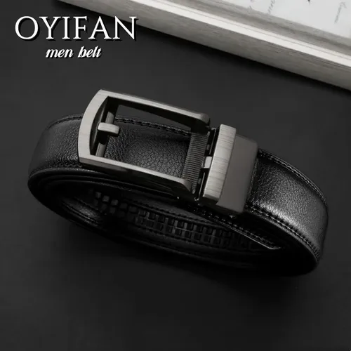Herren-Gürtel mit automatischer Schnalle, echtes Leder, lässiger Business-Gürtel, beliebter Stil,