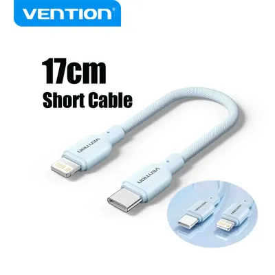 Vention 17cm Short USB Type C Cable 3A 27W Lightning Cable for iPhone 14 13 12 Power Bank Cable Fast Charging Data Cable