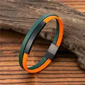 MKENjazz-Bracelet en cuir réglable pour hommes et femmes, acier inoxydable, bracelet d'identification personnalisé, logo personnalisé, texte gravé, SOS, punk