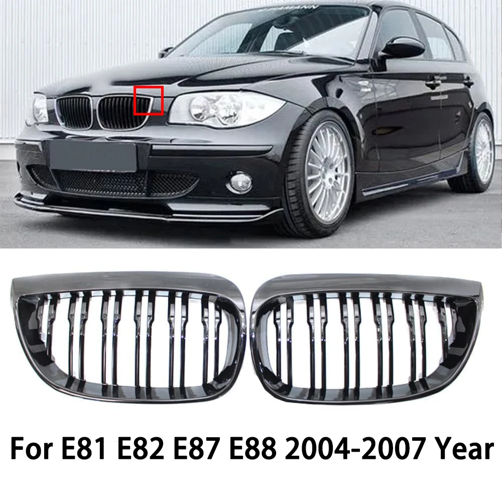 Per BMW E81 E87 E82 E88 128I 130I 135I Auto Paraurti Anteriore Rene Griglia Griglie Da Corsa Griglie Nero Lucido Doppia Alghe Grill 07-11