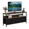 Centre de divertissement avec tiroirs de rangement, meuble TV noir pour TV de 33 à 55 pouces, meuble de table de console multimédia et de télévision de ferme
