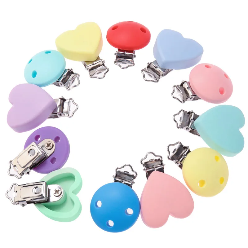 TYRY.HU 3 pièces Clips de sucette ronds accessoires bricolage bébé factice chaîne porte-mamelon sucette soins infirmiers jouet de dentition pince en Silicone