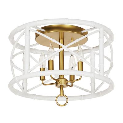 Bamboo Ceiling Mount - White with brass - Ballard Designs