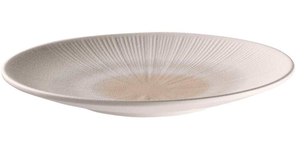 Teller APS "Servierteller "BLUSH" Ø 26 cm, Höhe ca. 3 cm", weiß (weiß, beige), B:26cm H:3cm L:26cm T:26cm Ø:26cm, Melamin, Speiseteller, aus Melamin, besonders leicht, robust und bruchsicher Image