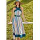 Coast Womens Lisa Tan Stripe Cross Neck Belted Dress - Multicolour Cotton - Size 14 UK | Coast Sale | Discount Designer Brands