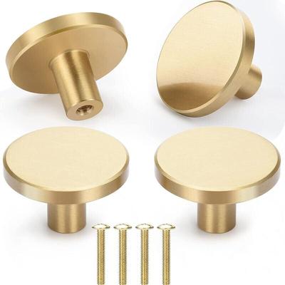 Ccykxa - 4 x runde Möbelgriffe, 33 mm, gebürstetes Messing, Schrankknöpfe, Griffe für Türen, Image