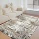 Low Pile Rugs 200cm x 290cm Super Soft Rugs for Bedroom Rug Thick Dense Pile Non Shed Fluffy Rug for Bedroom Area Rugs Kitchen Floor Mat Gray Beige Distressed Geometric Rug