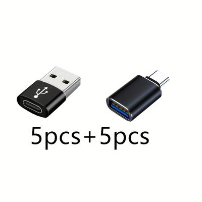 TEMU Usb To Usb C Adapter 10pcs,usbc To Usb Adapter,usb A To Usb C Adapter,usb To Usbc-c Adapter,c To Usb Adapter,usb Converter For Iphone 16/15/14/13,macbook,ipad,black Image