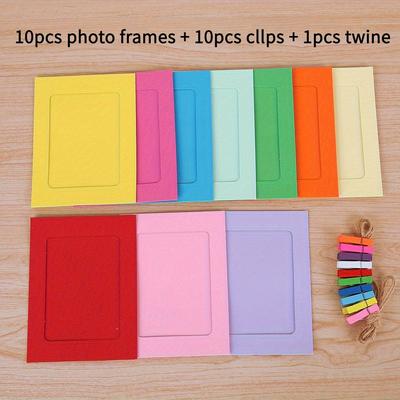TEMU 21pcs Colorful Paper Photo Frames - 10.16x15.24cm, Multicolor Hanging Display Frame, Suitable For Home, School, Office Decor, Back-to-, Vibrant Picture Frames | Decorative Photo Frames Image