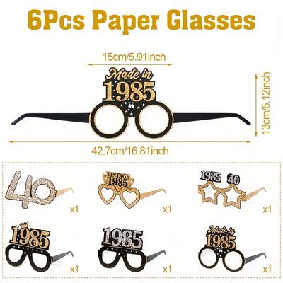 TEMU 6pcs, Black Golden 40th Birthday Party Paper Glasses, Vintage 1985 Party Decorations Party Packs, 40th Birthday Decorations Image
