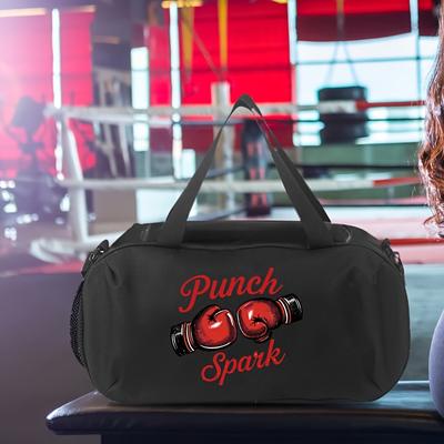 TEMU 1pc Boxing Glove Pattern Durable Large Capacity Travel Bag, Casual Outdoor Tote, Fitness Duffel With Shoulder Strap, Sports Equipment Carry Bag, Travel Bag Image