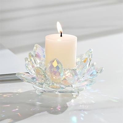 TEMU 1pc Elegant Polished Glass Candlestick, Theme Tabletop Decor, Middle Eastern Style Crystal Centerpiece For Party And Photo Lighting Image