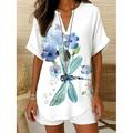 Camicia boho da donna grafica bohemia vintage quotidiana senza maniche manica corta collo a V tops regolari quotidiani vacanza semi formale bianca rossa blu verde beige estate primavera