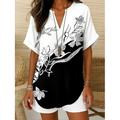 Camicia boho da donna floreale grafico elegante Bohemia vintage maniche senza maniche manica corta top regolari per vacanze al mare nera bianca rosa blu khaki estate primavera