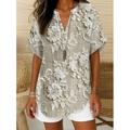 Camicia boho da donna floreale grafico elegante Bohemia vintage maniche senza maniche manica corta top regolari per vacanze al mare nera bianca rosa blu khaki estate primavera