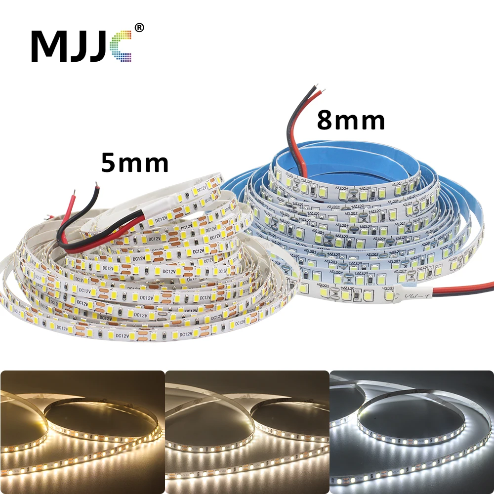12V SMD2835 LED-Streifenlicht 120LEDs/m Bandband Naturweiß/Warmweiß/Kaltweiß 5mm 10M 8mm 5M Linearbeleuchtung Heimlampe Image