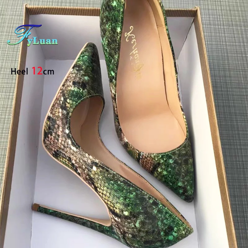 Größe 34-46 Schlangenmuster High Heels Europa und Amerika Nachtclub 8CM 10CM 12CM Stiletto Frauen Spitze Party Schuhe Sexy Frau Pumpen Image