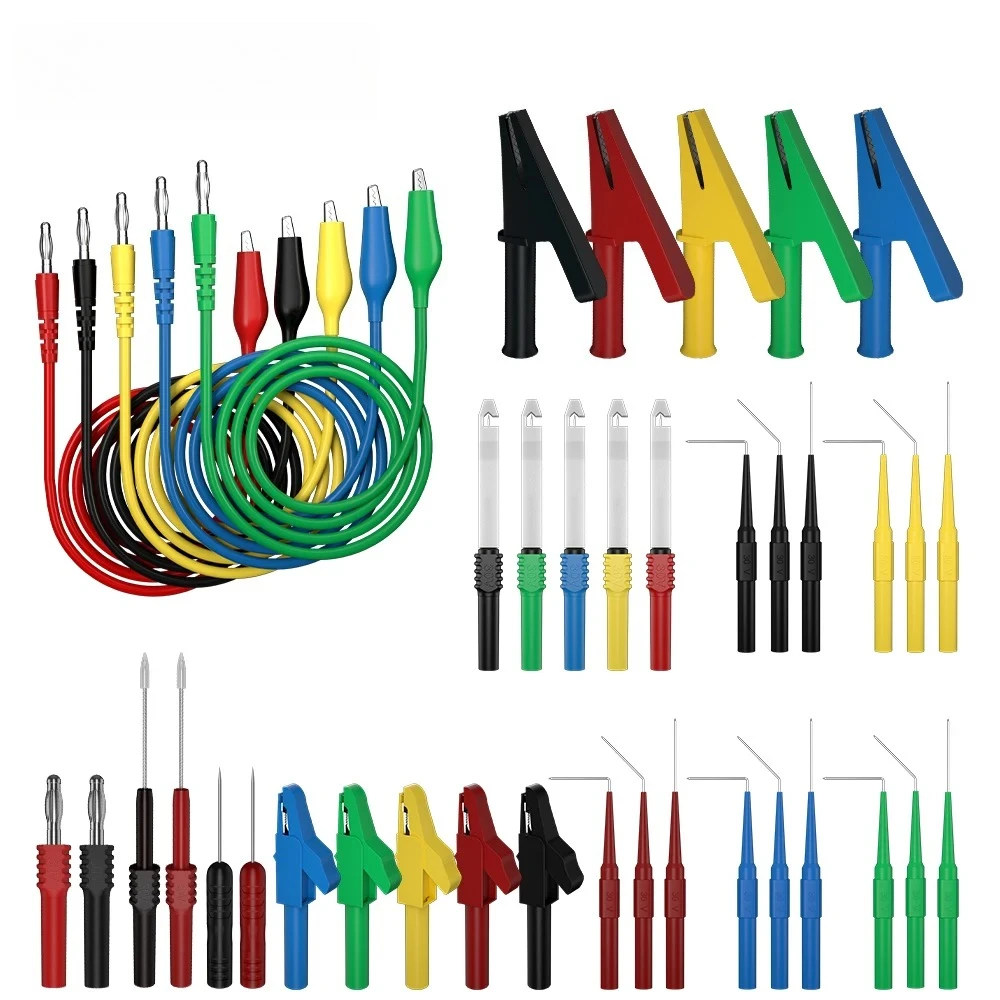41-teiliges Multimeter-Messleitungsset, 4 mm Bananenstecker auf Krokodilklemme, Messleitung mit Draht-Piercing-Sonden, Krokodilklemme Image
