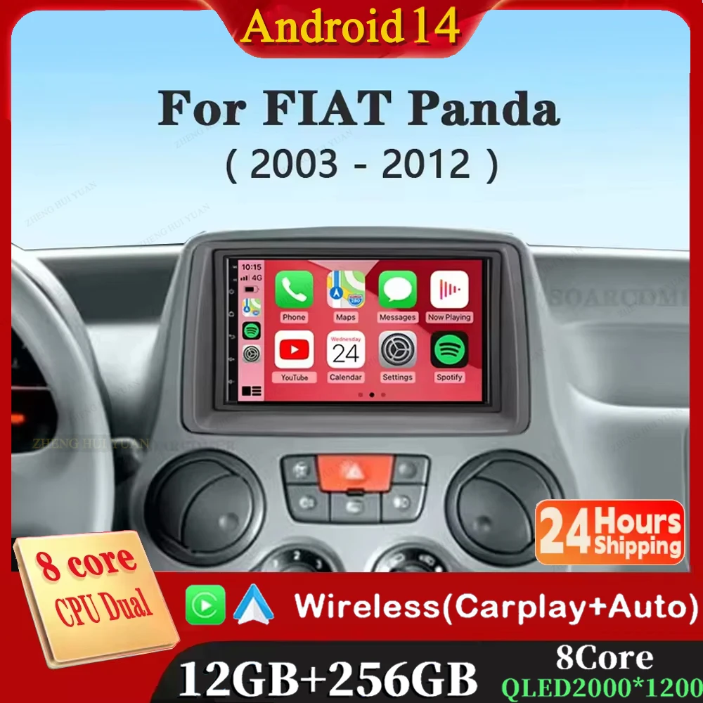 7 "Android 14 Carplay Auto Auto Radio Multimedia Für Fiat Panda 2003 2004 2005 2006 2007 2008 - 2012 auto Video Stereo Navigation Image