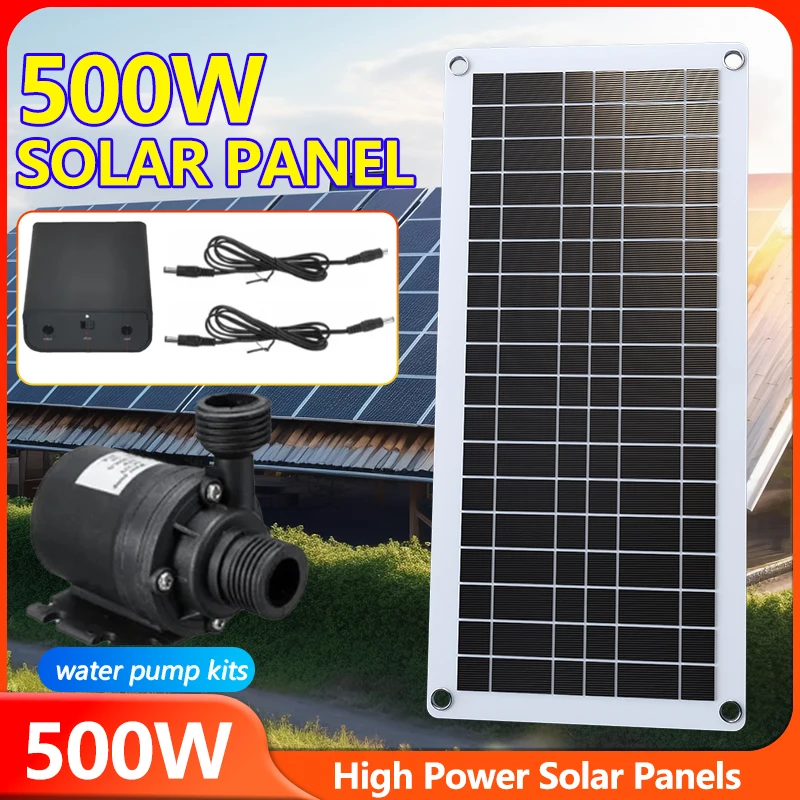 Professionelles 500-W-Solarwasserpumpen-Set – 800 l/h hohe Durchflussrate mit PET-Solarplatte für Vogelbad, Pool und Teichdekoration Image