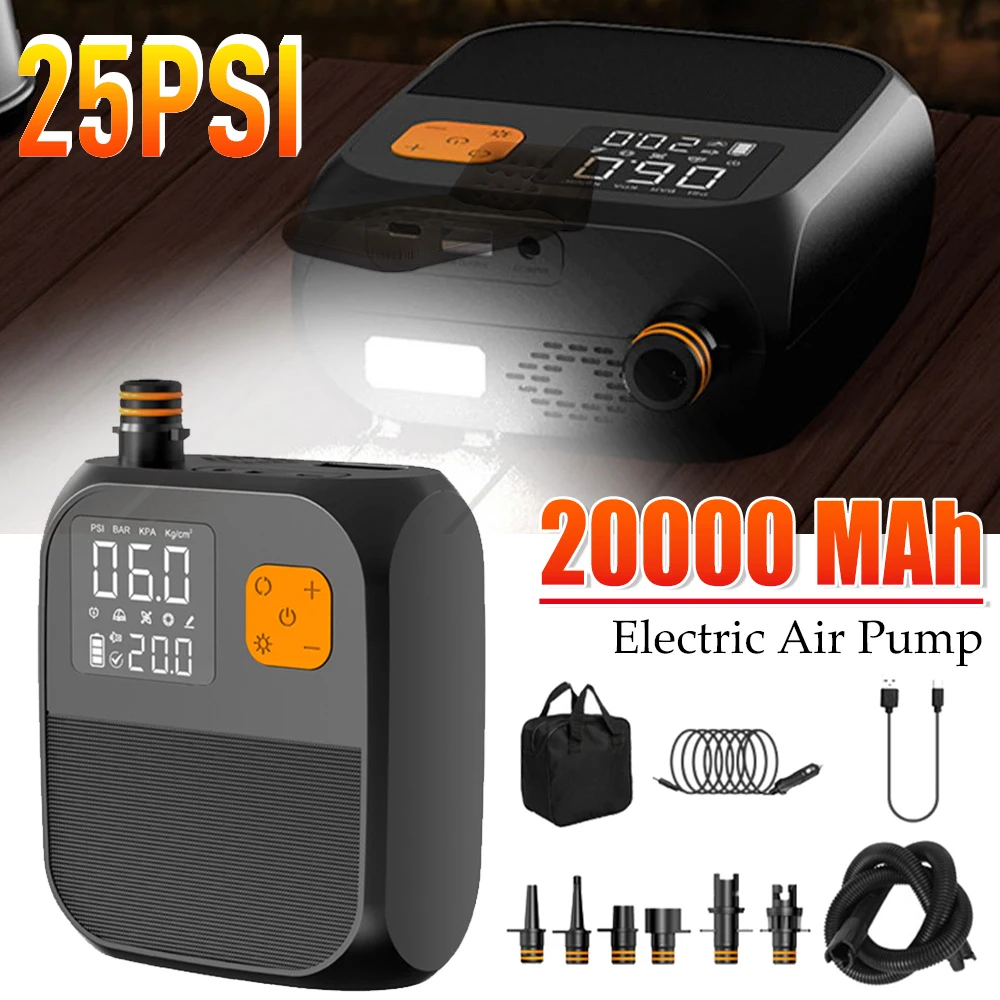 SUP-Bootszubehör, tragbarer Luftkompressor, 20.000 mAh, Hochdruck, 25 PSl, Stand-Up-Paddel, SUP-Pumpe, elektrische Luftpumpe für Kajak Image