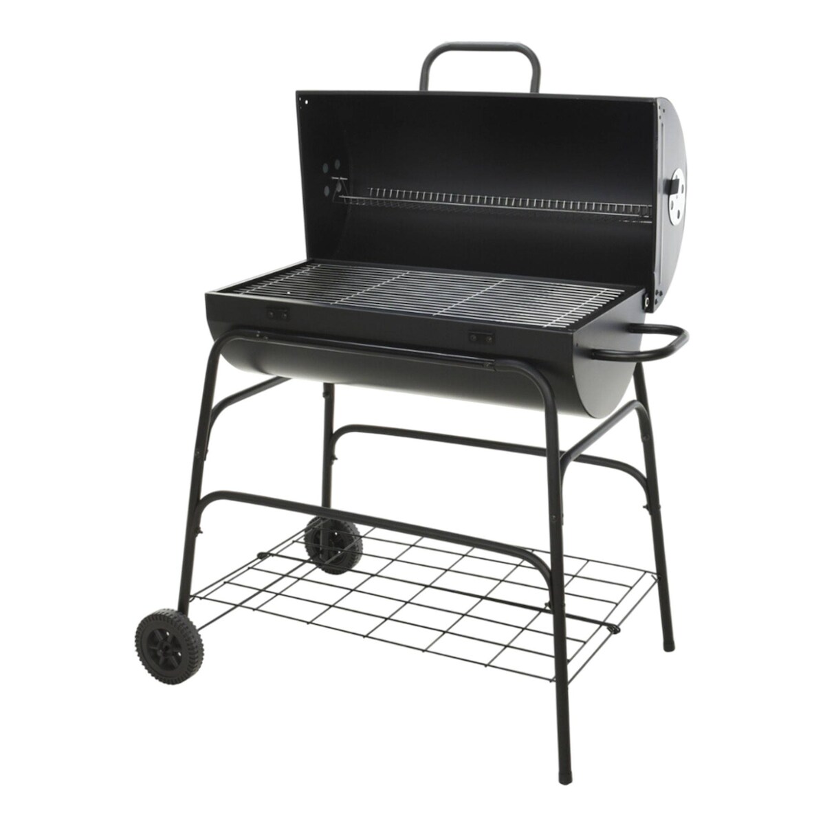 WellHome - Schwarzer Zylindergrill mit Rädern und plattiertem Grillrost, 97 cm Image