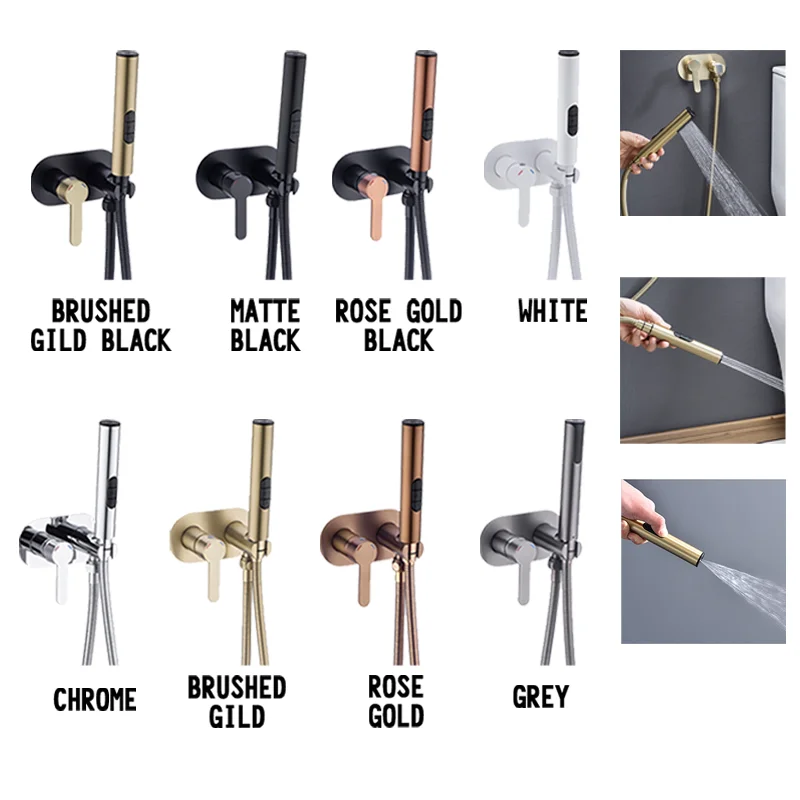 Hochwertiger Bidet-Wasserhahn, tragbarer Bidet-Sprühgerät, Messing, Badezimmer-WC-Wasserhahn, heißes und kaltes Wasser, Bidet-Mischer, Badezimmer-Duschkopf