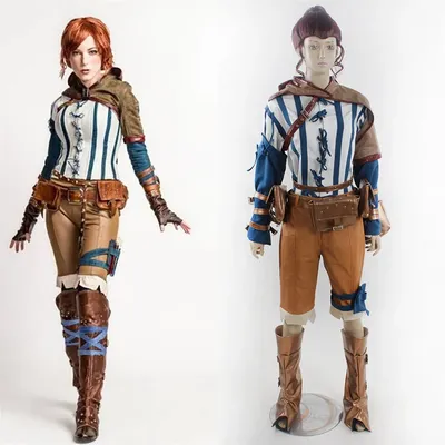 Triss Merigold Cosplay Costume Women Fancy Combat Suits Full Set Halloween Party Outfits Image