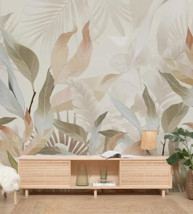 Nordische Bananen blatt Dschungel Tapete Wohnzimmer Sofa Schlafzimmer Hintergrund Tapete tropisches Grün Foto Tapete Wandbild