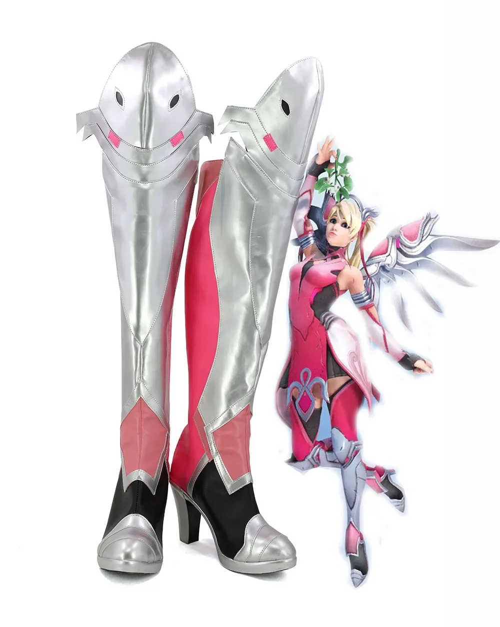 Heißes Spiel ow Barmherzig keit Angela Ziegler rosa Haut Cosplay Stiefel Schuhe nach Maß Image