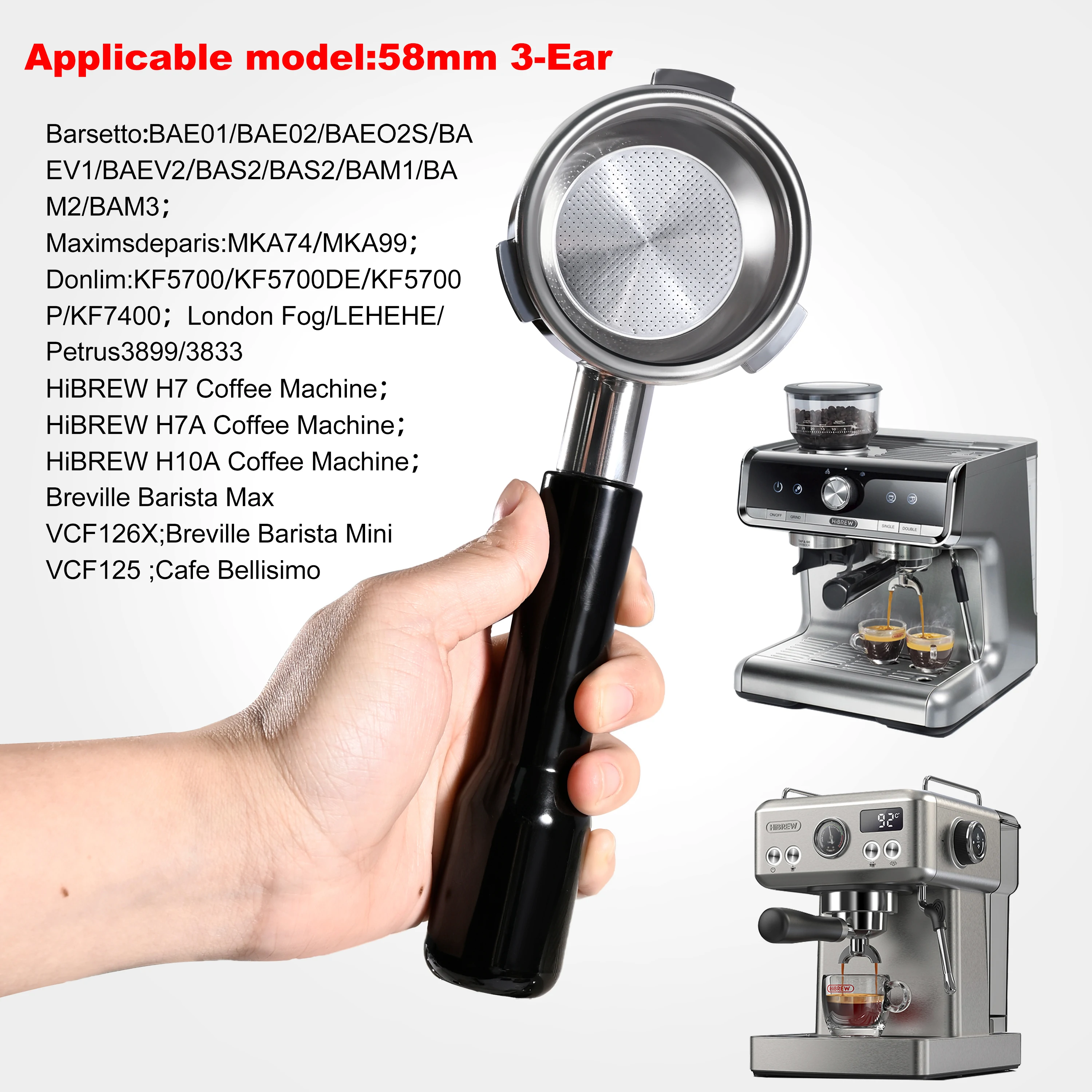 58mm 3-Ohr Für Hibrew h7 h7a h10a Espresso Boden Siebträger Breville Barista Max/Mini/Signature brauen Korb Barista Werkzeuge