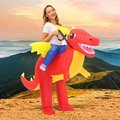Red Pterosaur Inflatable Costume Adult Cosplay Dinosaur Halloween Animal Party Fancy Dress Carnival Image